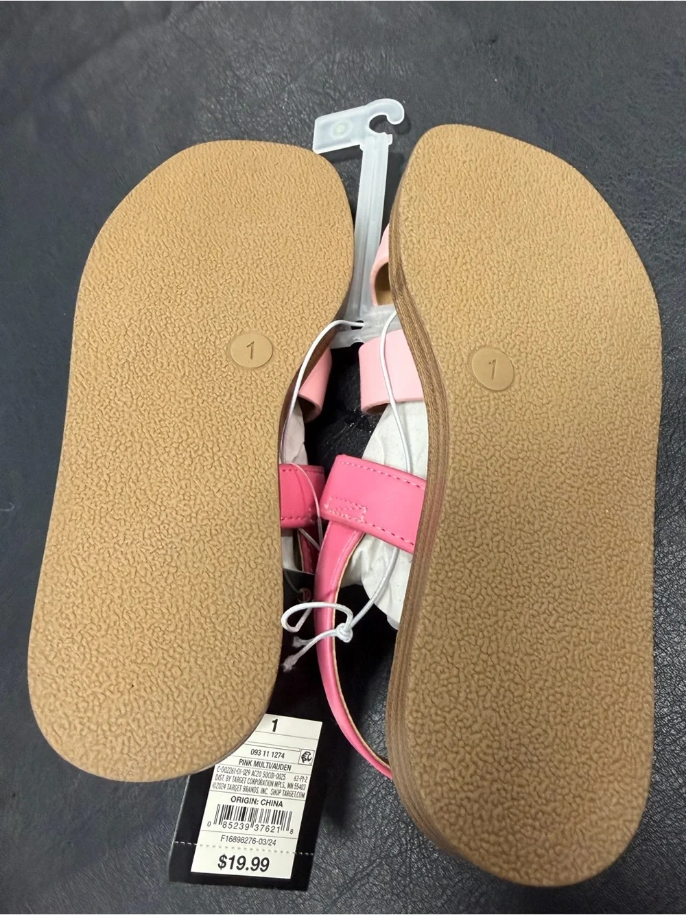 art class Pink Two-Tone Hook-and-Loop Kids Sandals